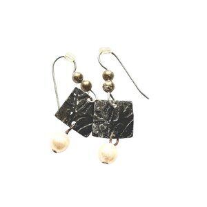 Refined Grace: Textured and Pearl Bead Dangle Earrings